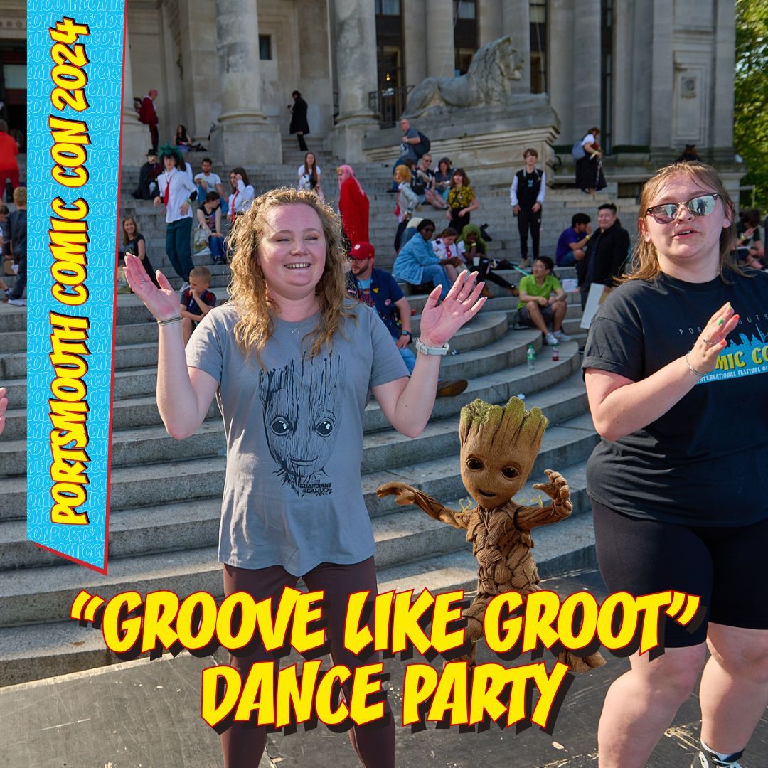 ✨ WHAT'S ON AT THIS YEAR'S CON - GROOVE LIKE GROOT DANCE PARTY✨ After the fun we had last year, we had to do it again! Dance your heart out with Groot on the Main stage at this year's Portsmouth Comic Con!