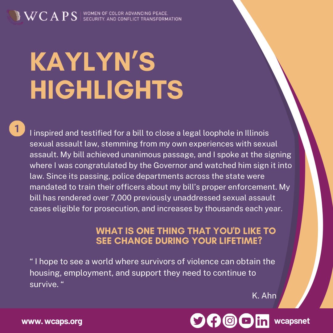 This week for WCAPS' Pipeline Fellow spotlight series, we are excited to showcase Kaylyn Ahn's diverse talents, experiences, and unique contributions as a 2024 Pipeline fellow! Keep shining Kaylyn!