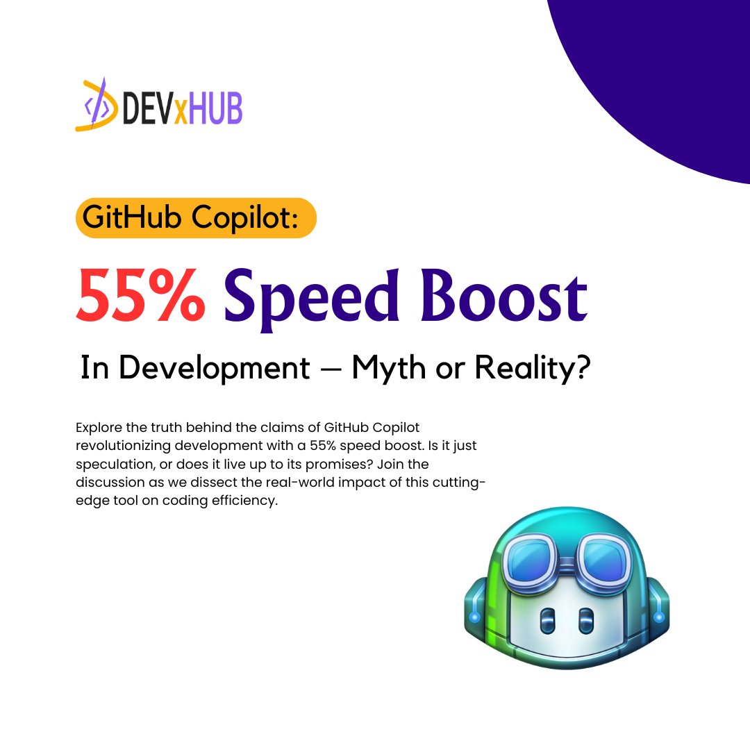 devxhubltd's tweet photo. GitHub Copilot: A 55% Speed Boost in Development – Myth or Reality?  

To know more read the blog 👉 : https://t.co/XzcQTzLvFa #GitHubCopilot 

#CodingEfficiency #DeveloperTools #TechDebate #SoftwareDevelopment #CodeProductivity #AIAssistedCoding https://t.co/tpZRyKsExs