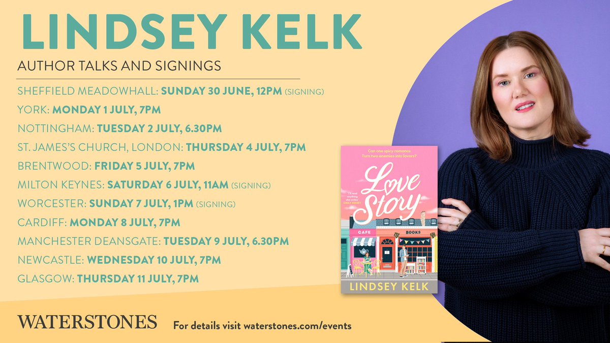 Very excited to announce that Lindsey Kelk will be in store this July for an event celebrating her latest romance, Love Story! Tickets are available at waterstones.com/events/an-even… or speak to a bookseller in store. #booktwt #books #romance #waterstones