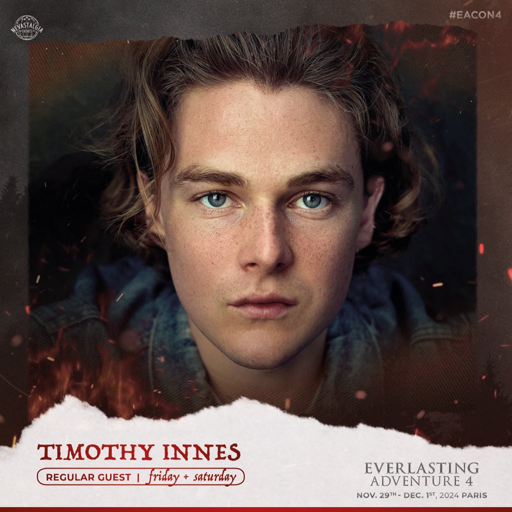 #EACON4 — TIMOTHY INNES ⚔️

We're thrilled to welcome once again the fantastic Timothy Innes as our 5th guest for Everlasting Adventure 4! 🧡

His extras will go on sale today at 9pm (1-1s will go on sale way later this year!) : billetweb.fr/eacon4 

#TheLastKingdom #TLK