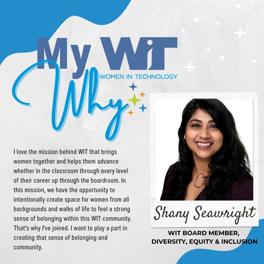 For today's #WhyWITWednesday member story, we chatted with Shany Seawright! Shany is our board member, Diversity, Equity & Inclusion, and an expert in government IT and infosec PR/marketing. She continues WIT's mission and values through her actions daily. Thank you @sseawright!