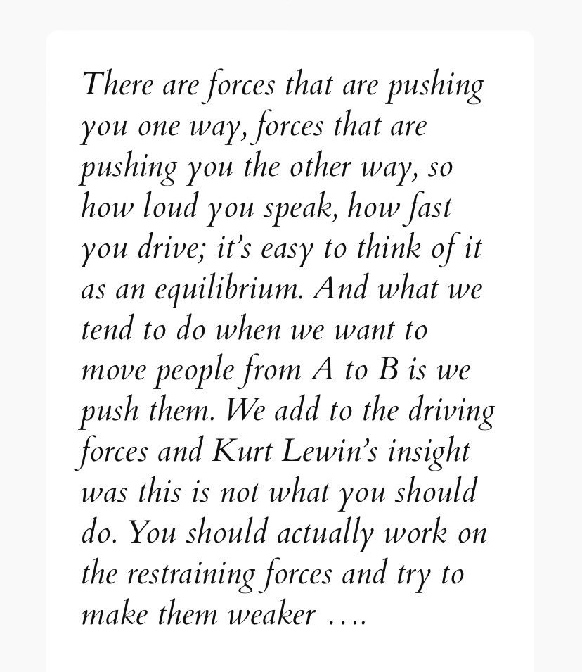 mimi_simon's tweet photo. Kurt Lewin’s importance of restraining and driving forces https://t.co/NC9cUtc8zL