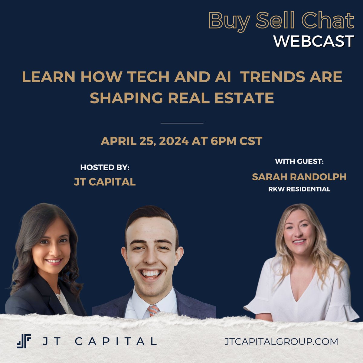 JTCapitalGroup's tweet photo. How can you use technology to improve property performance and more importantly, NOI?

Join @puja_talati  and Packer Wilkes alongside RKW Residential's Sarah Randolph as they discuss how using tech products can increase renewal rates, lease-up times, and drive up the NOI. 

Register Here: https://t.co/nGXsaaM1IK
