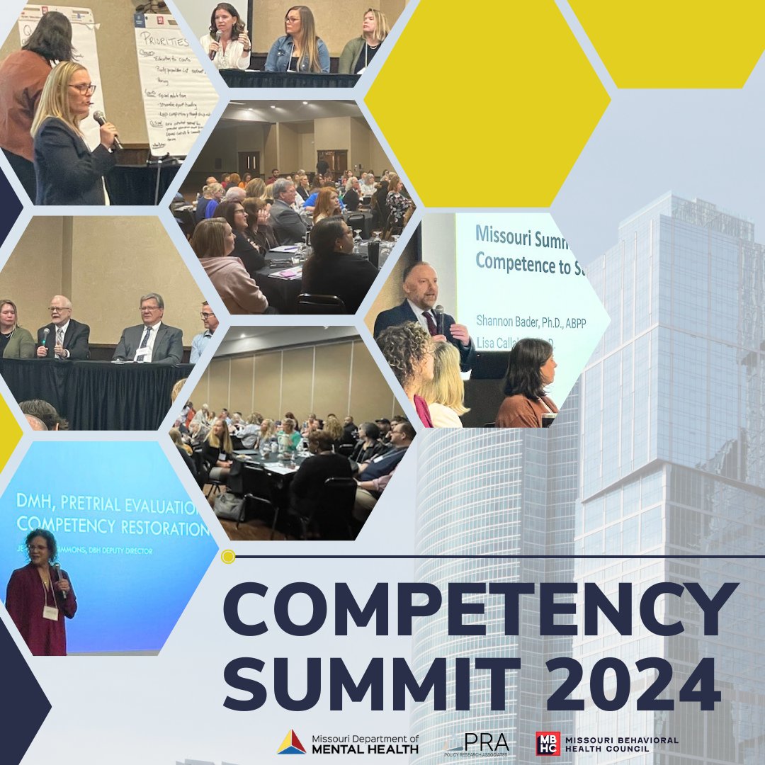 Last week, nearly 120 professionals from around Missouri gathered at the first-ever Competency Summit! As Missouri counties complete SIM Mapping Workshops (63 as of 4/9), the issue of the current competency evaluation &restoration process is constantly discussed. @MentalHealthMO
