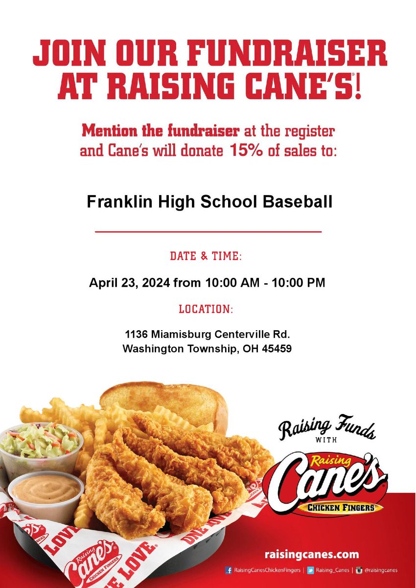 Support the FHS baseball program while enjoying some great food! If you have questions, comments, or would like more information about this post, please email communications@franklincityschools.com.