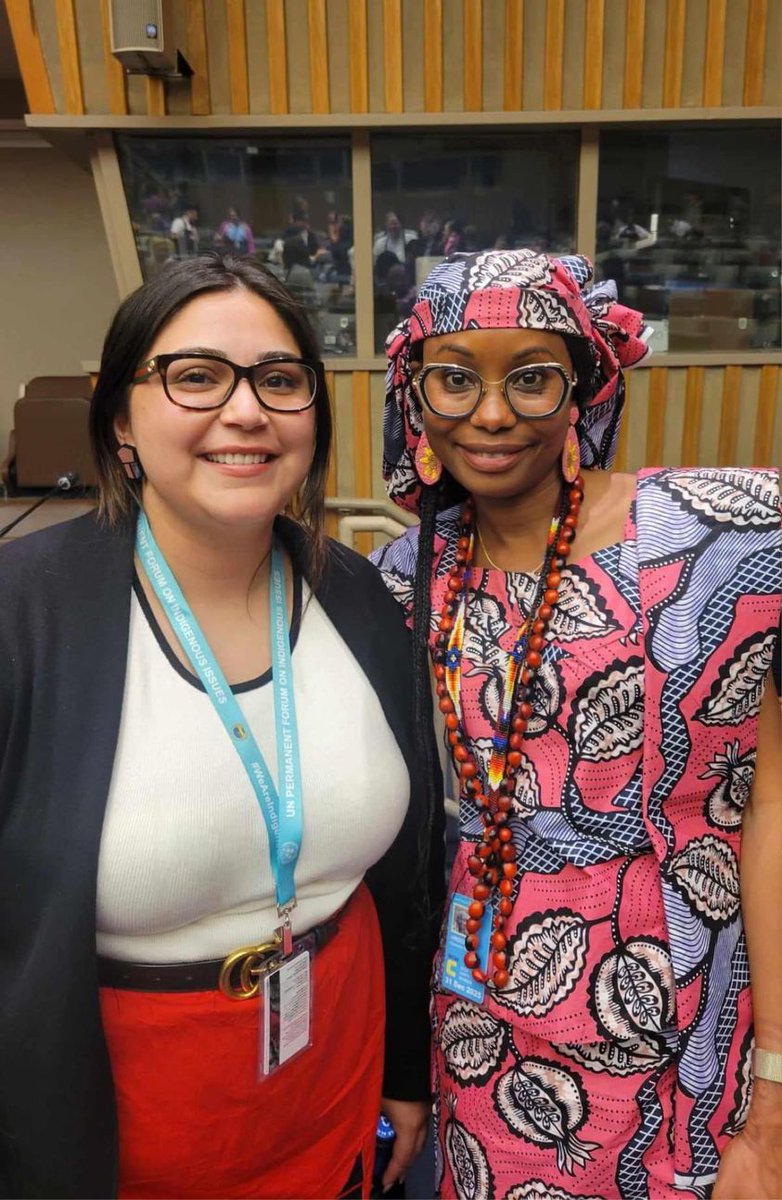 Our National Youth Council Representative Jessica Savoy, with @hindououmar, Chair of the United Nations Permanent Forum on Indigenous Issues, at #UNPFII2024 this morning. #Youthvoices #WeAreIndigenous @UN4Indigenous