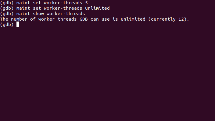 💡GDB tip: Historically #GDB was known for being slow to load big programs, but recent versions allow multithreaded debuginfo & symbol parsing. This can be controlled with maint set worker-threads [n], but by default is unltd, allowing GDB to choose what it thinks is reasonable.