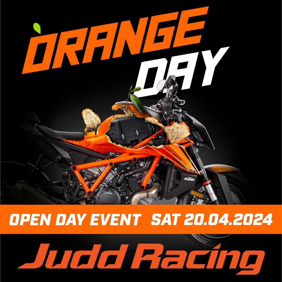 This Saturday! If you have orange blood in your veins then this is the open day for you! 0% Finance/Zero Deposit Deals available, 9 KTM Demo's to try, discounts on KTM clothing &amp; parts (in store only), one off bike on-the-day-only specials, and much more!

#KTM #motorcycle 
￼