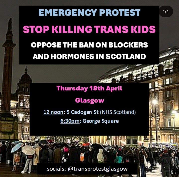 InsaneForestMan's tweet photo. Shared from @/transprotestglasgow on Instagram 
I'm unsure as to whether I'll be there or not due to my partner being in college n I don't wanna go alone but I'll try to be
#TransRightsAreHumanRights #transscotland #lgbtscotland #glasgow #transprotest https://t.co/fMbDndw4OU