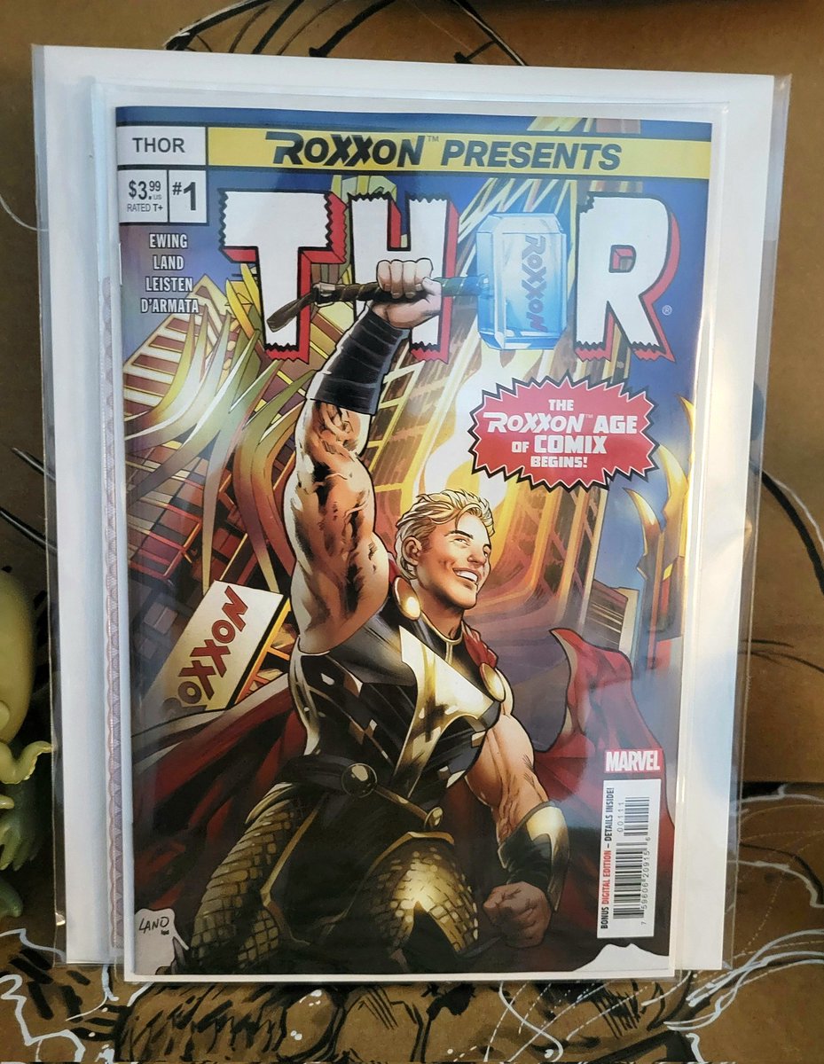 #newcomicbookday 
I'm not a huge fan of Thor, but I am a fan of 'not Thors' and @Marvel 2099 and am curious if that's what the Roxxon Presents books are a prologue to? Much like pre Flashpoint JSA was foreshadowing a Kingdom Come future.