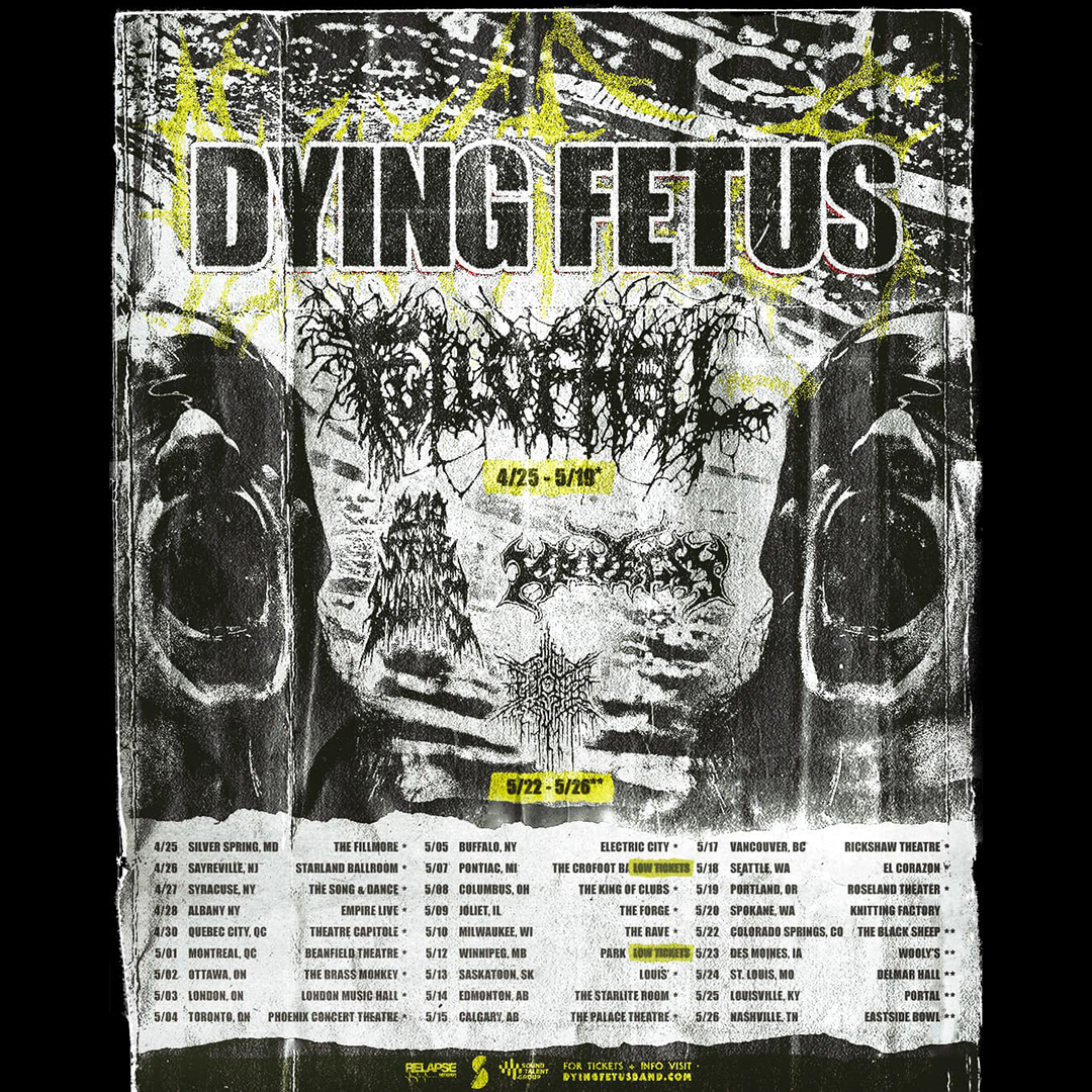 ► LIVE ON STAGE • #DYINGFETUS

Death metal overlords, @DyingFetusBand, are stoked to announce a spring tour starting April 25 in Silver Spring, MD. Tour support will come from @fulllofhell and @200StabWounds.
#DeathMetal #LiveOnStage #Concerts #OnTour #USTour #ExtremeMetal