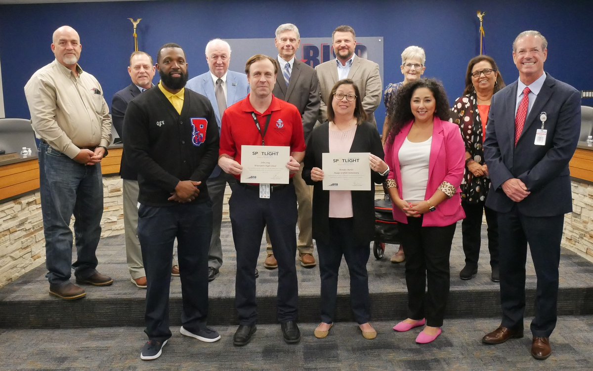 The Board recognized the April 2024 Spotlight Educators for BISD. We are so proud of Brenda Charles, Griffith and John Long, Brazosport High for going above and beyond for students as well as co-workers. brazosportisd.net/.../charles_an…... #BISDpride #BISDfamily