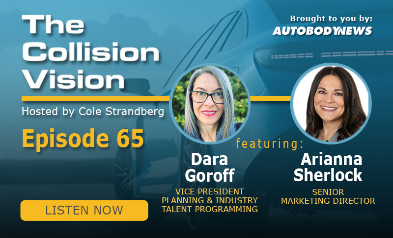 Don't miss Ep 65 of The Collision Vision podcast with host Cole Strandberg & guests Dara Goroff & Arianna Sherlock from I-CAR. They discuss talent programming, Collision Careers, & recruiting the next generation of repair technicians. Listen now: ow.ly/wKe950RiiNF