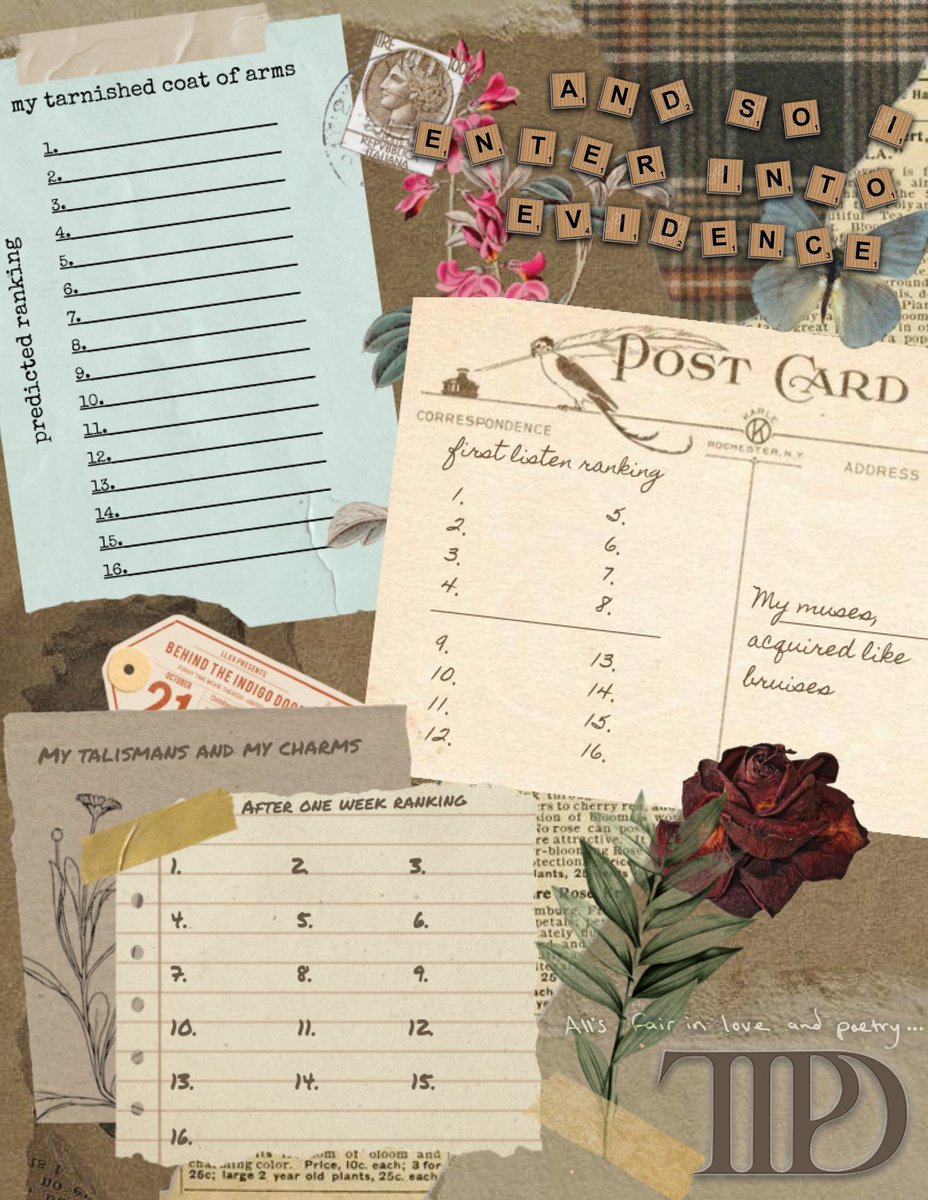 mcstermind13's tweet photo. I made a little ranking sheet for the #TTPD release! For predicted ranking, first listen ranking and after one week ranking!

It’s meant to be printed and written on, but you can do it on your phone too!

You’ll need to use the song abbreviations!

Hope the #Swifties like it 🤍🫶 https://t.co/OeGb0ZEt1r