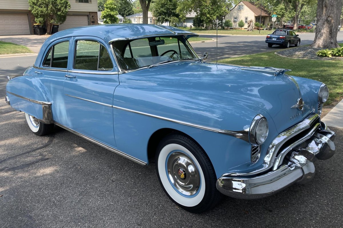 Now live at BaT Auctions: 1950 Oldsmobile 88 Futuramic Deluxe 4-Door Sedan. bringatrailer.com/listing/1950-o…