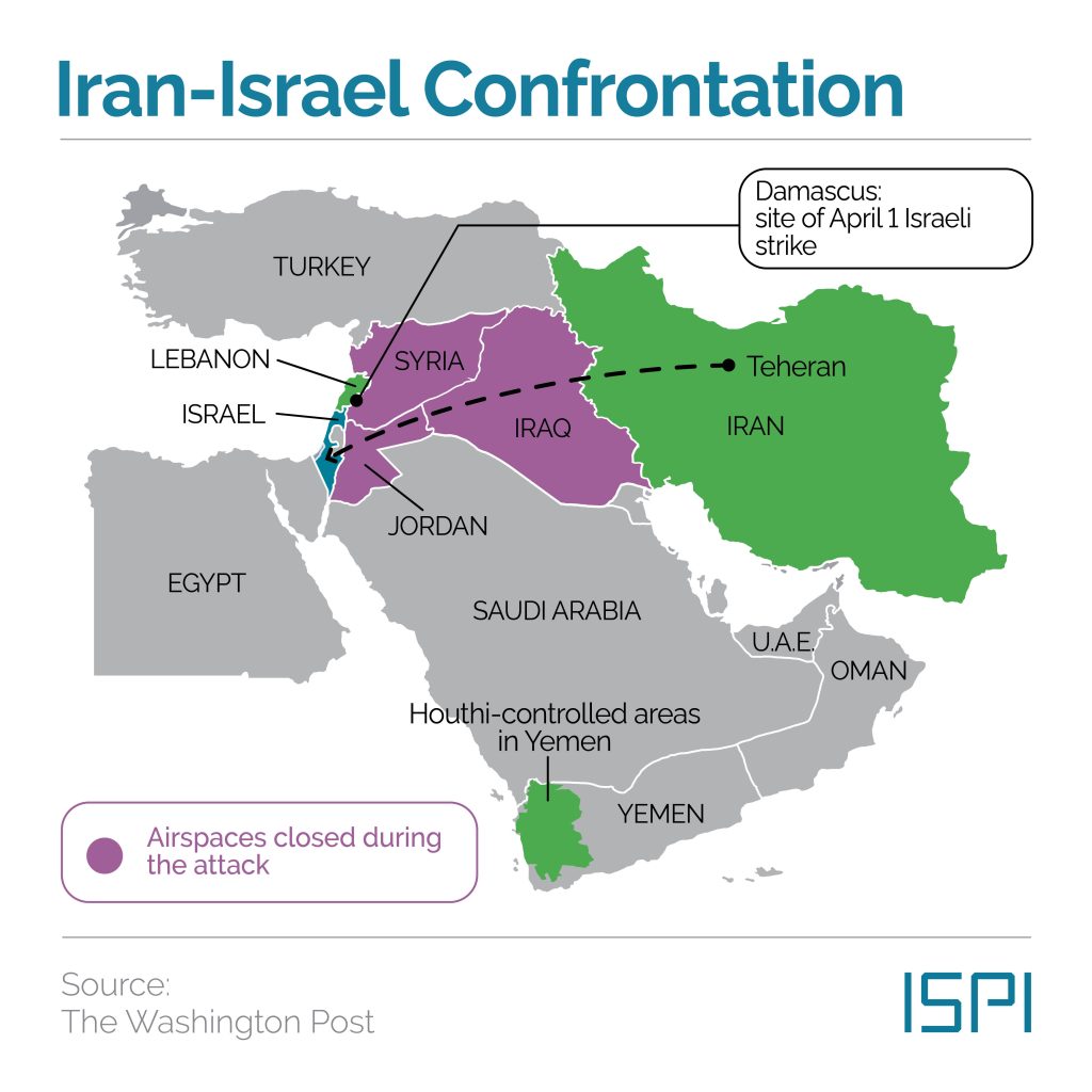 #Tehran's retaliation last Saturday marked the first direct #Iranian attack on #Israeli soil. What was the reaction of the countries in the region and beyond? A🧵based on the latest issue of our #MEDThisWeek → ispionline.it/en/publication…