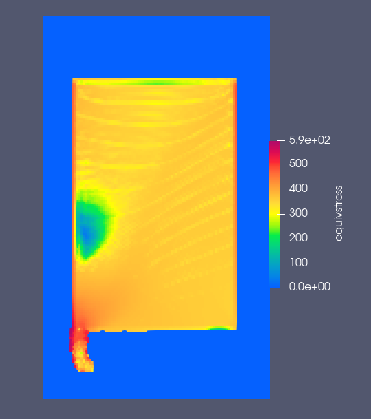 weldform's tweet photo. Metal Extrusion with NairnMPM FOSS. Eulerian Mesh.
Johnson Cook Material. Axisymmetry. First tests. Now is time to add Die on the bottom.

#FEM #opensource #engineering #opensource #FOSS #programming #Engineering #weldform #fem #fea #explicitdynamics #modeling https://t.co/OfhV4lLZmg