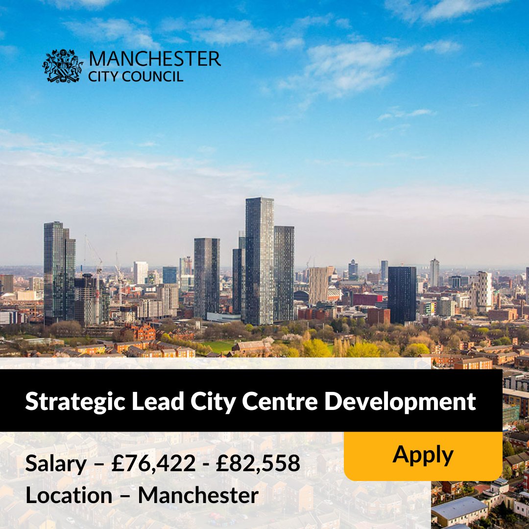 NEW OPPORTUNITY @ManCityCouncil Manchester City Council are seeking a Strategic Lead, to play a critical role in ensuring the future development across their city centre is delivered. To learn more, visit tinyurl.com/mr92jy9t #LocalGov #Development #StrategicLead