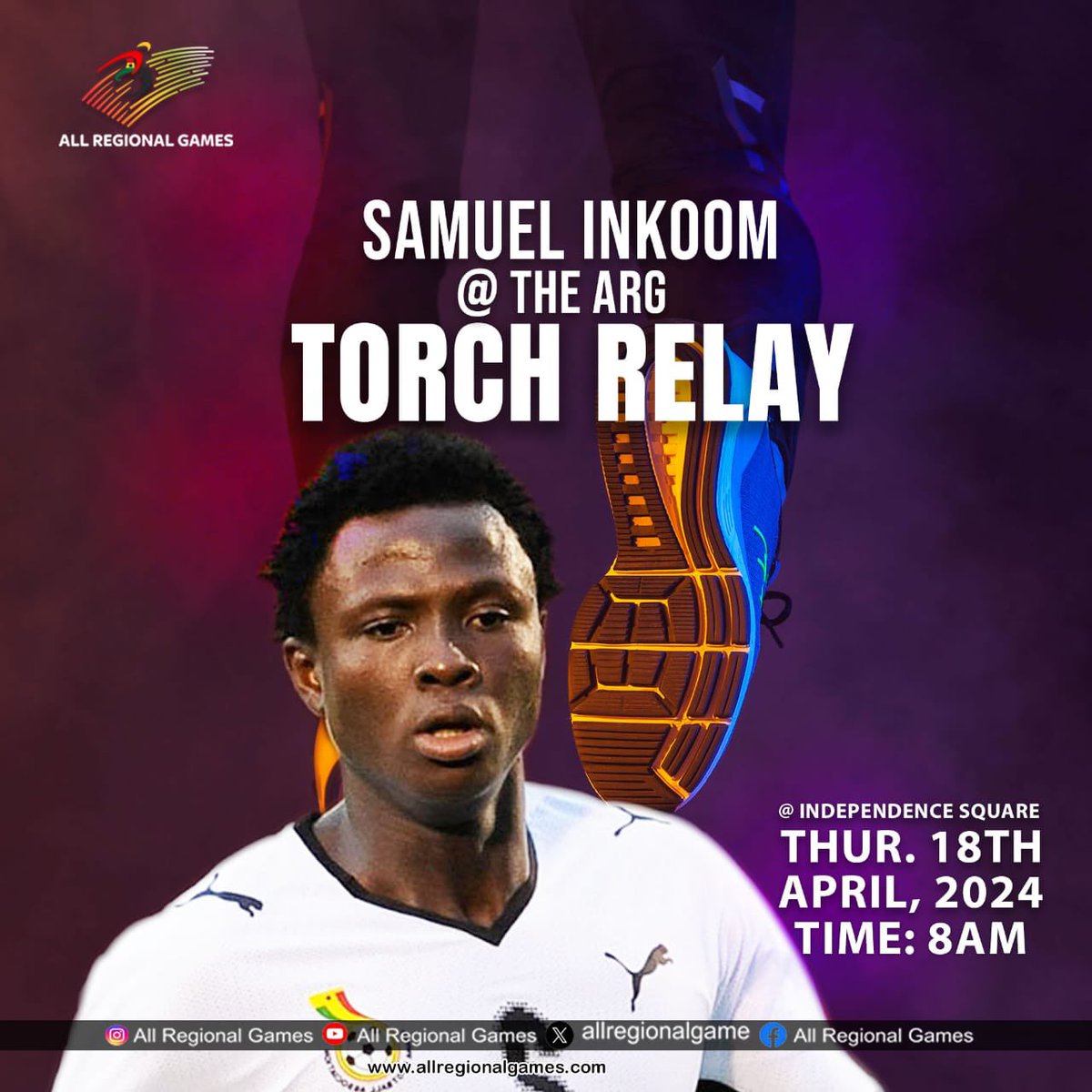 Get ready for the All Regional Games torch relay float tomorrow. @InkoomSamuel is joining the party!! Who else do you think will be lighting things up?  #AllRegionalGames #ARGTorchRelay #Ghana 🇬🇭