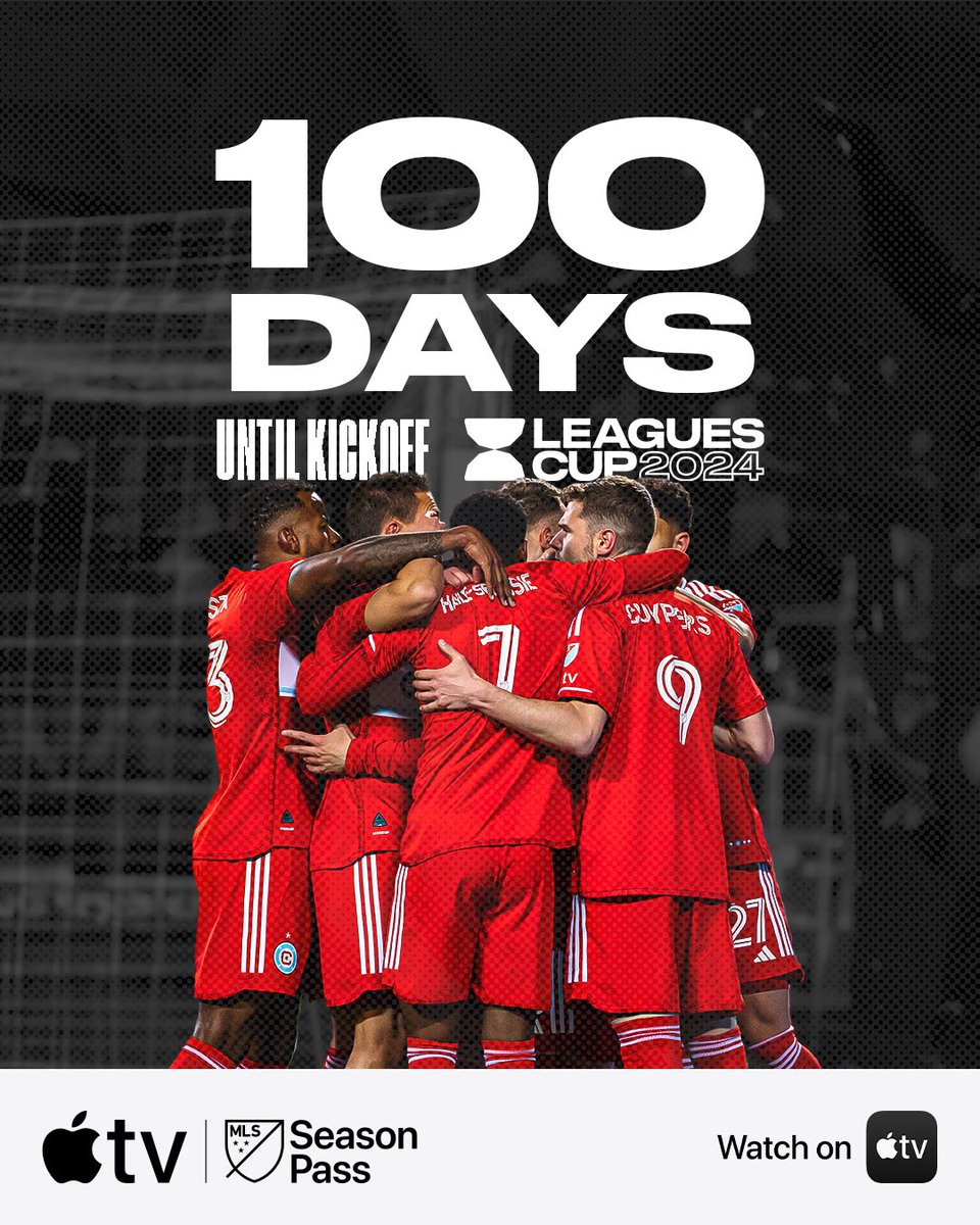 ChicagoFire's tweet photo. Countdown on: 100 days until @LeaguesCup! 🔥
Watch every #LeaguesCup2024 match live with #MLSSeasonPass on @AppleTV. https://t.co/kA1sgFXAVj