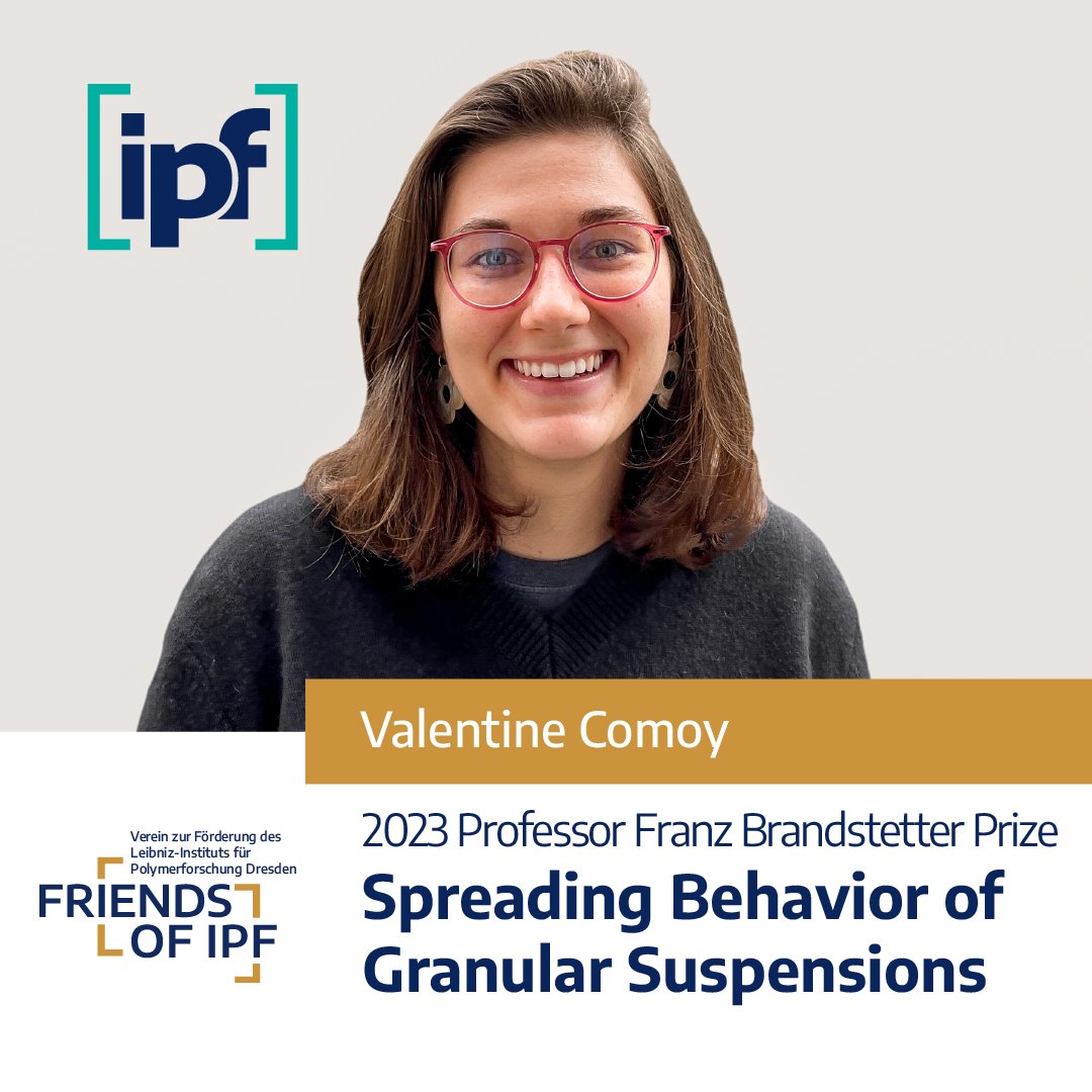 IPFDD (@ipfdd) on Twitter photo Spreading Behavior of Granular Suspensions – Valentine Comoy receives the 2023 Professor Franz Brandstetter Prize from <a href="/ipfdd/">IPFDD</a> and its Association of Supporters
Congratulations!
idw-online.de/en/news832158
#IPFDD #polymerresearch #award #ipfemerged #FriendsOfIPF Spreading Behavior of Granular Suspensions – Valentine Comoy receives the 2023 Professor Franz Brandstetter Prize from <a href="/ipfdd/">IPFDD</a> and its Association of Supporters
Congratulations!
idw-online.de/en/news832158
#IPFDD #polymerresearch #award #ipfemerged #FriendsOfIPF