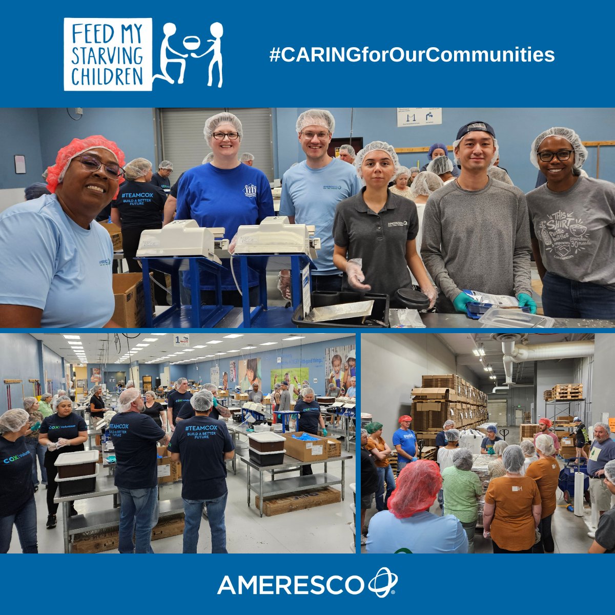Employees from our Phoenix office recently helped @fmsc_org to pack over 30,000 meals to kids in need! FMSC's mission is to ensure no child goes to bed hungry by combating malnutrition and providing essential nutrients to those facing food insecurity. #CARINGForOurCommunities
