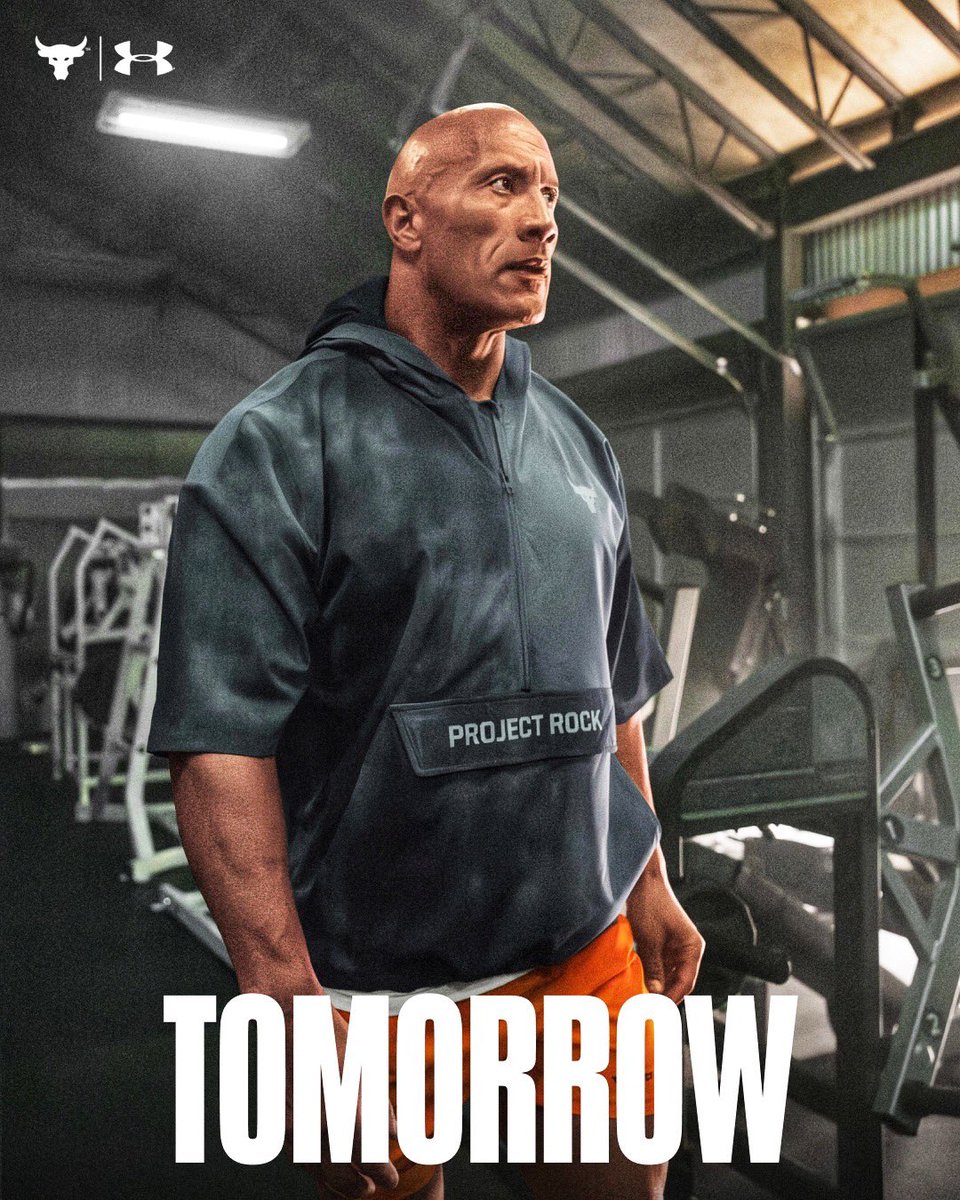 TheRock's tweet photo. TOMORROW it all goes down
@ProjectRock โ @UnderArmour UNDERGROUND collection drops!
๐๐พ๐ช๐พ
#UndergroundCollection
#ProjectRock
#UnderArmour https://t.co/prJWyTQ1KB