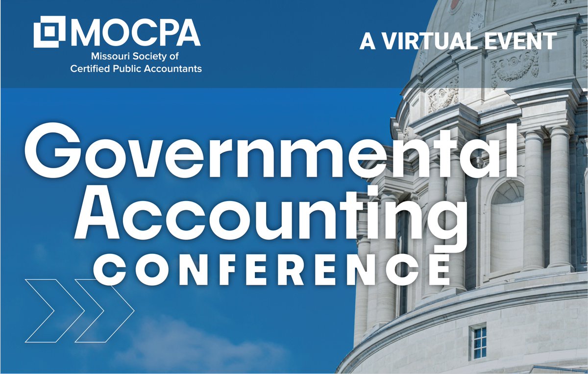 Don't miss MOCPA's Virtual Governmental Accounting Conference on May 14-15! Session topics include: • GASB update; • FASB update; • Fraud; • Auditing standards; • Emerging issues in government accounting; •And more! Register today: mocpa.org/cpe/092122lcc:…