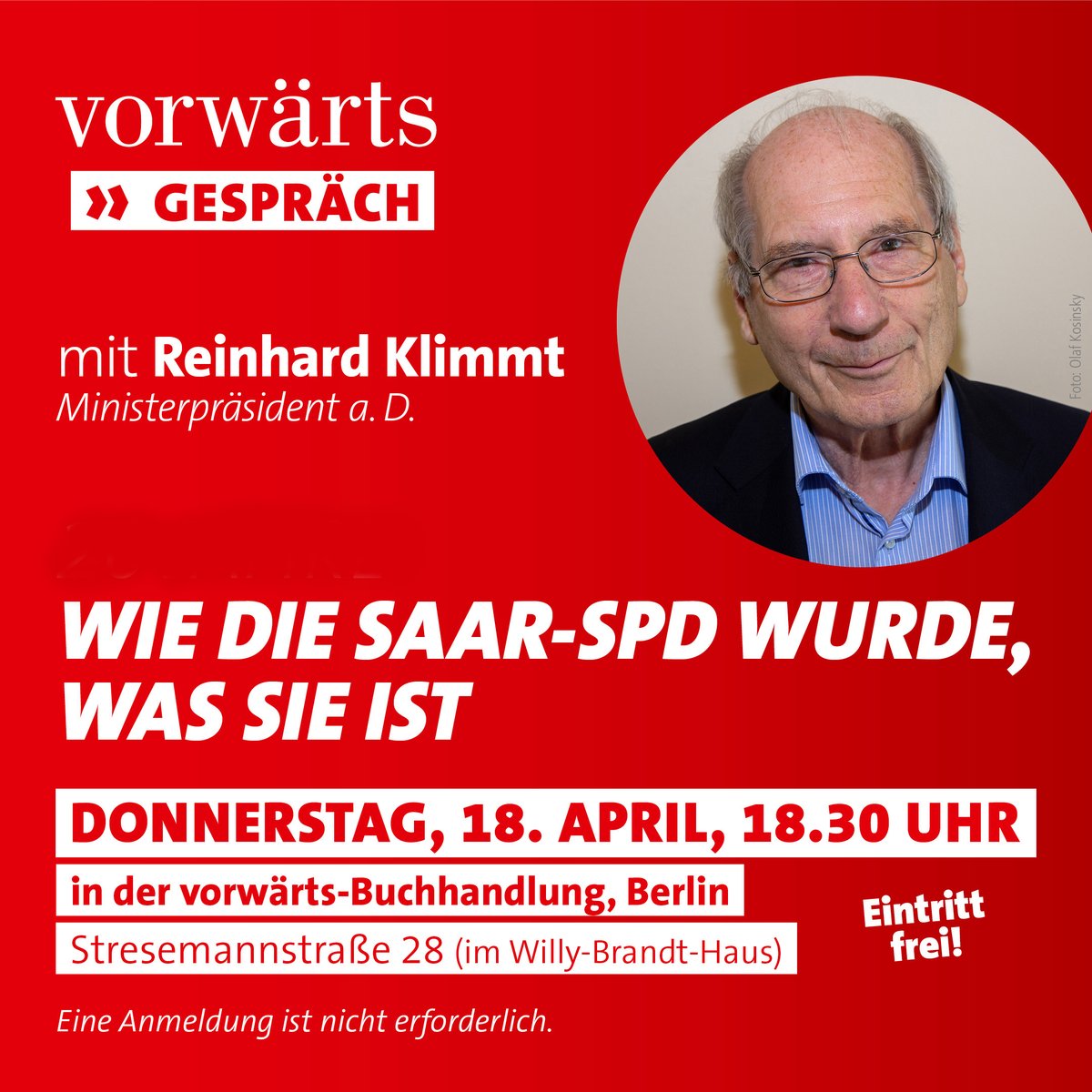 Im vergangenen Jahr ist die @SPD_Saar 120 Jahre alt geworden. Seit zwei Jahren regiert sie mit @AnkeRehlinger mit absoluter Mehrheit. Wie die #SPD im #Saarland wurde, was sie ist, besprechen wir morgen mit dem ehemaligen Ministerpräsidenten Reinhard Klimmt. Kommt vorbei!