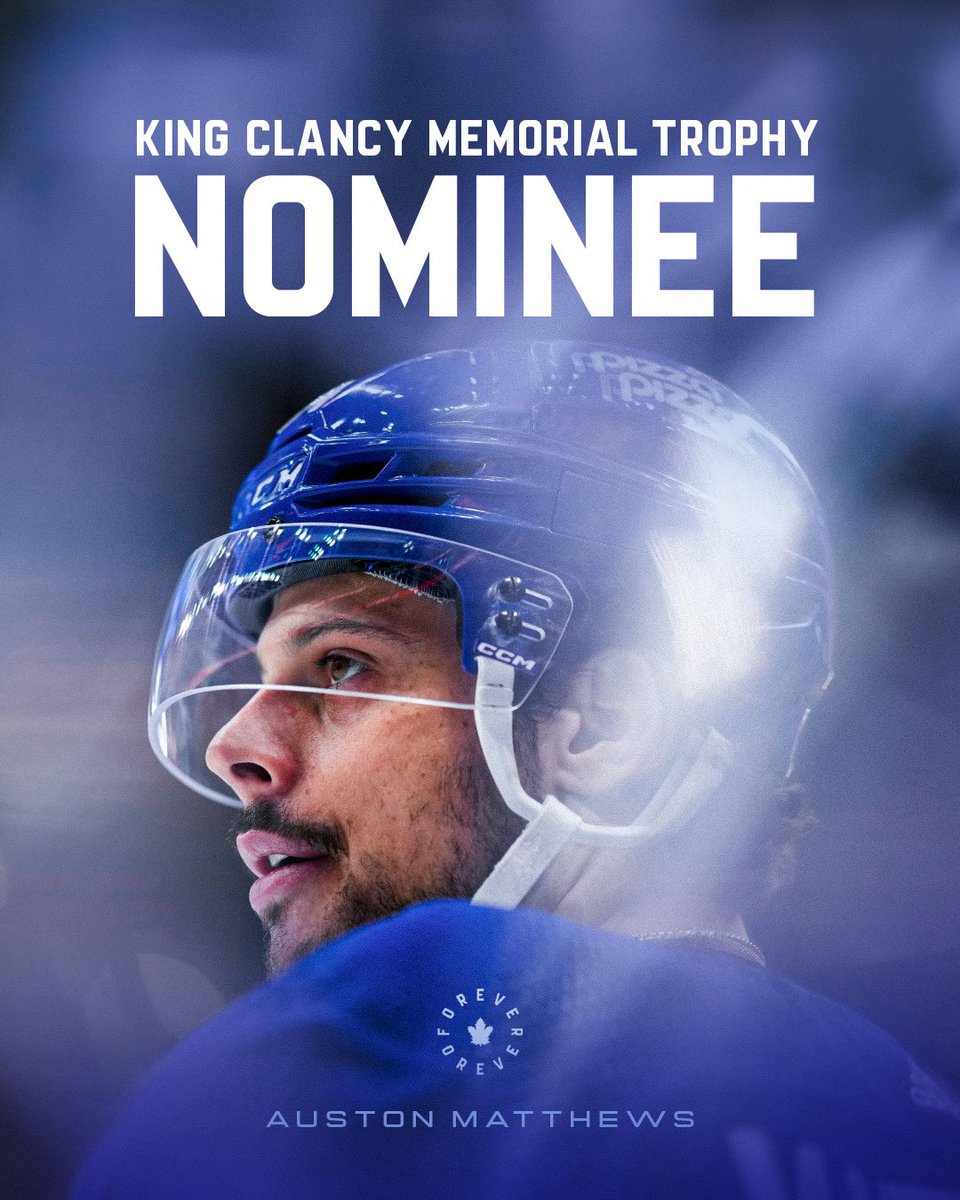 A leader on and off the ice 👏 Auston Matthews has been nominated for the King Clancy Memorial Trophy!
