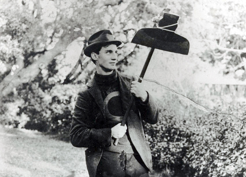 Find someone who looks at you the way this Bear looks at the Stanford Axe. 🪓😍🐻 #OTD in 1899, @Cal students held the first Axe rally, after stealing the hallowed hatchet from Stanford after a baseball game two days earlier. Today, the Axe is bestowed upon the Big Game winner.