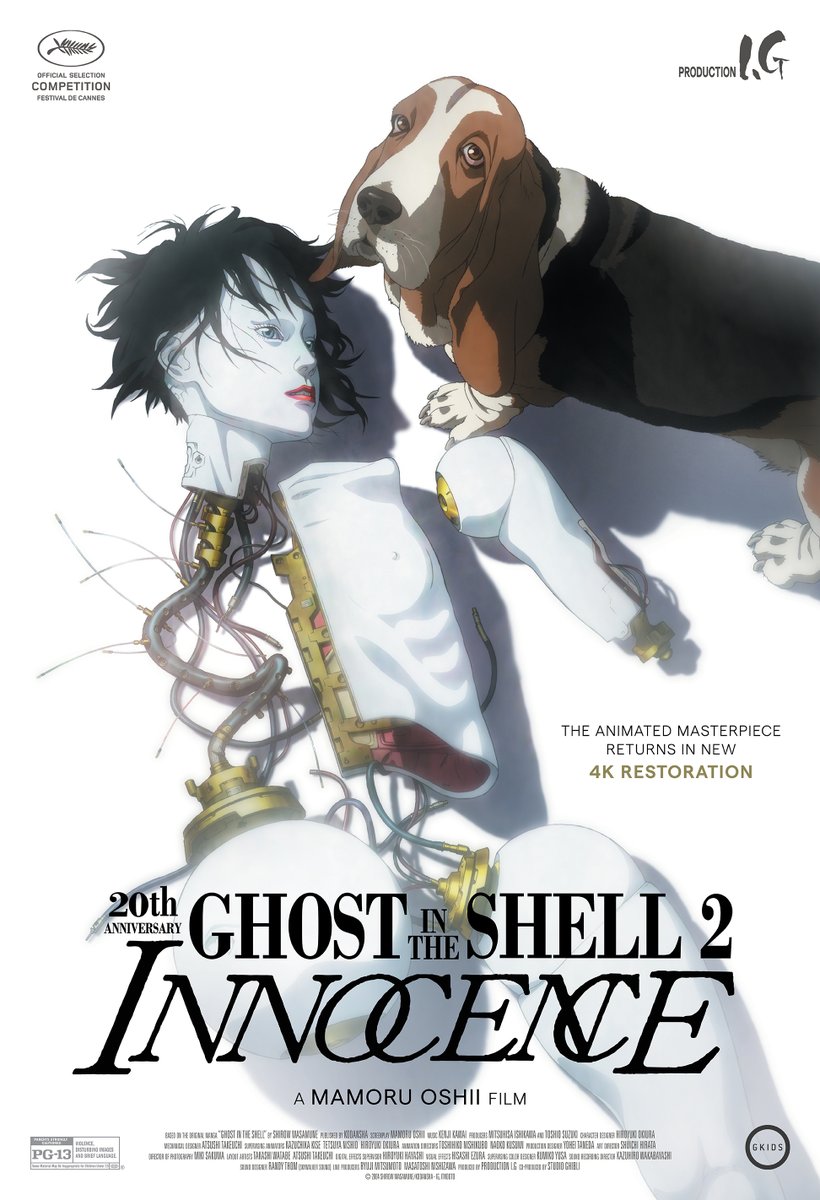 For its 20th anniversary, 'Ghost In The Shell 2 : Innocence' animated movie by Mamoru Oshii (2004) has been remastered in 4K and returns to North American theaters this summer via GKIDS. gkids.com/films/ghost-in…