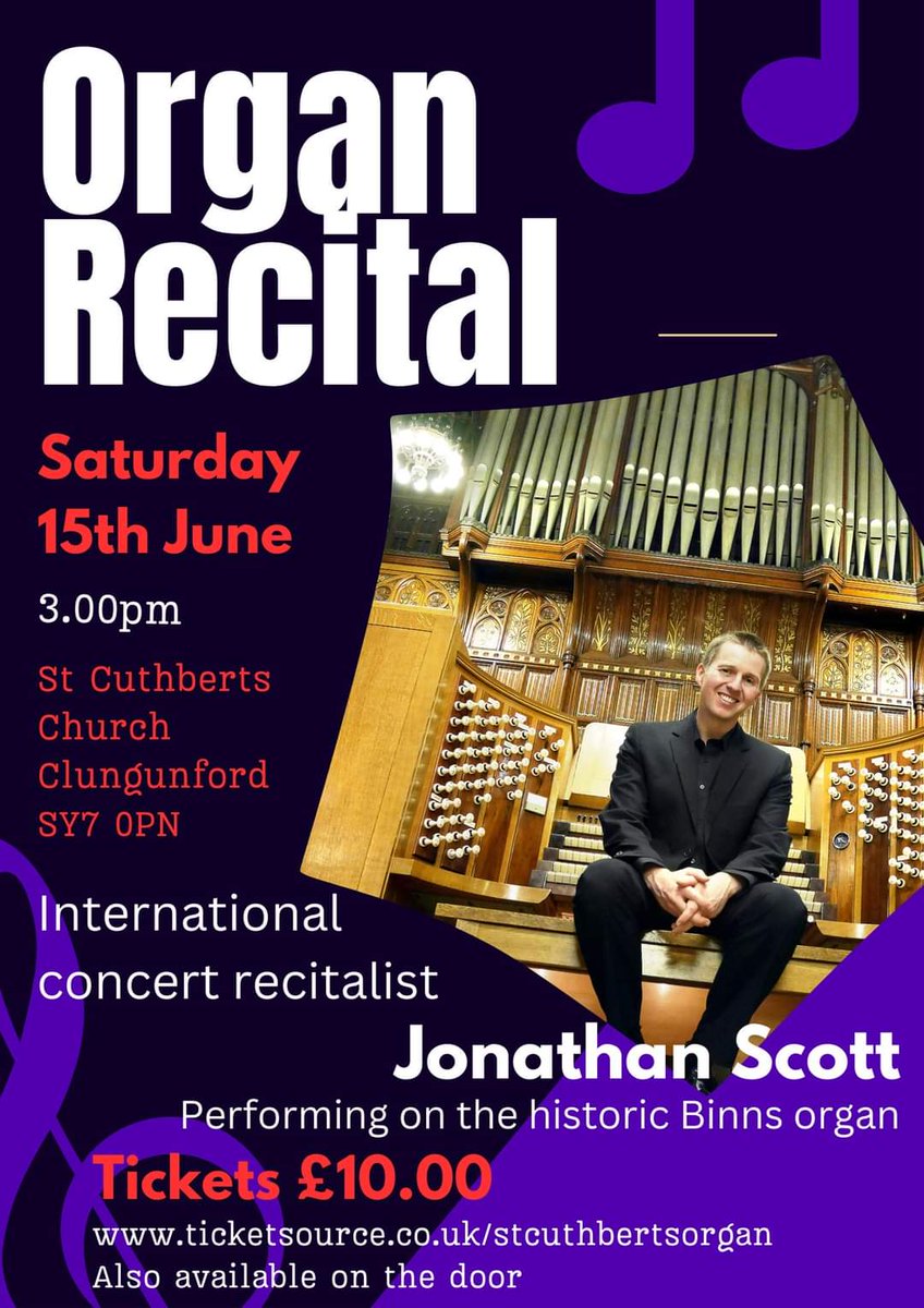 Jonathan Scott of @scottbrosduo is without doubt one of the finest organists in the world today. We are incredibly lucky to have him give a recital at St Cuthberts, Clungunford in Shropshire. His performances are always varied, entertaining and thoroughly enjoyable.