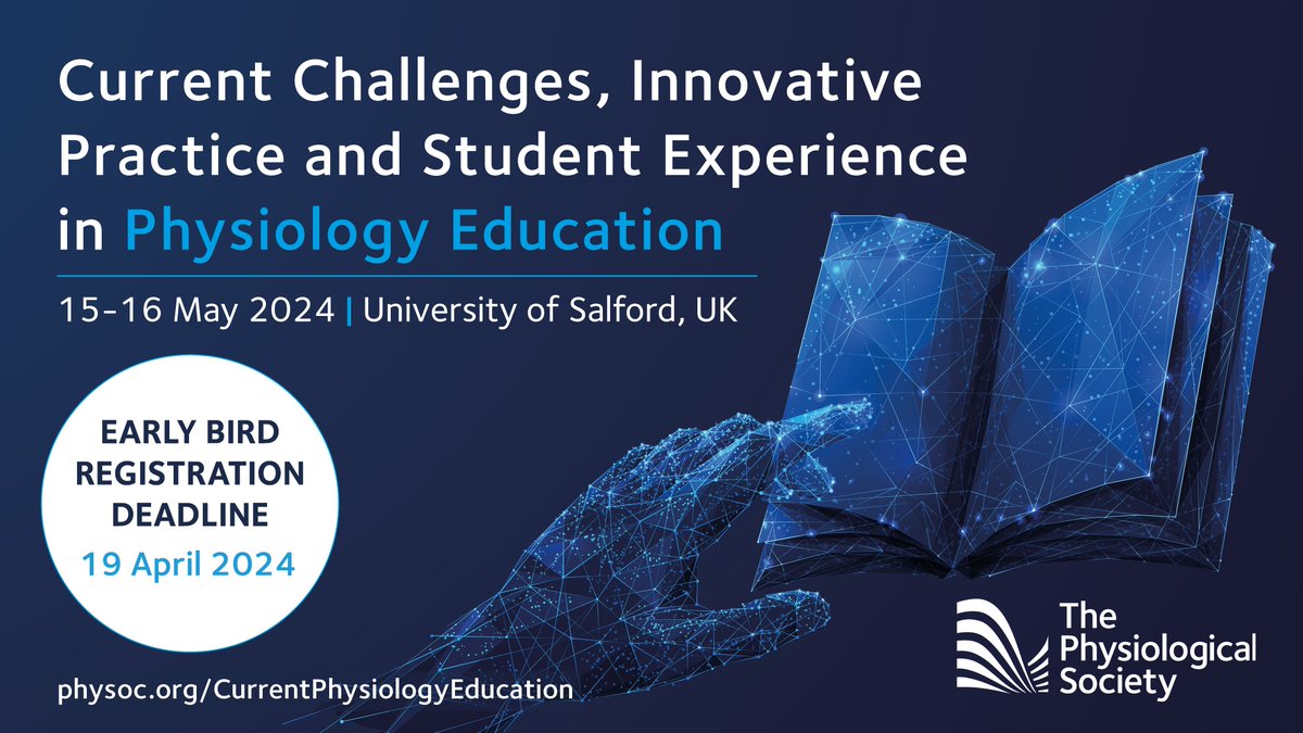 Join physiology educators & industry stakeholders of all career stages & across a broad range of fields, to share innovation & best practice at the #CurrentPhysiologyEducation meeting on 15–16 May, @SalfordUni. Register by 19 April for early rates: buff.ly/4azDfee