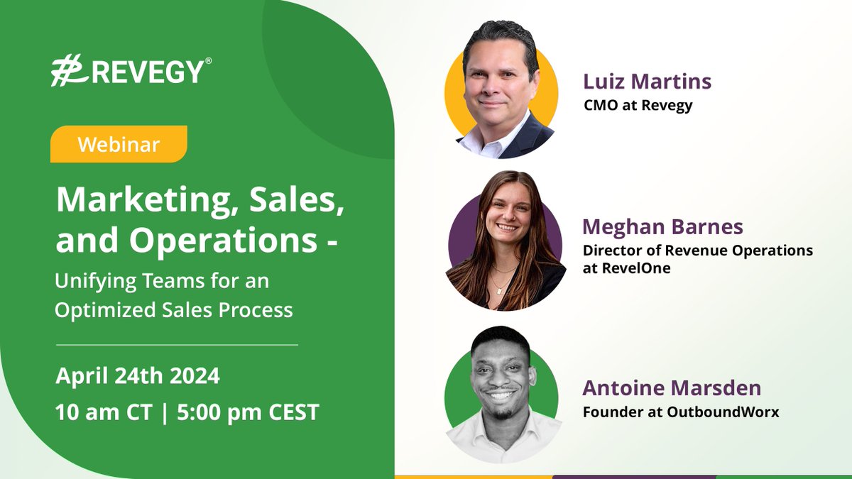 🚀 Have you registered to our upcoming #Webinar?
Join us as we dive into the pivotal role of collaboration among marketing, sales and operations in driving #RevenueGrowth and achieving organizational goals.
hubs.ly/Q02tbWCx0
#SalesEnablement #Revegy