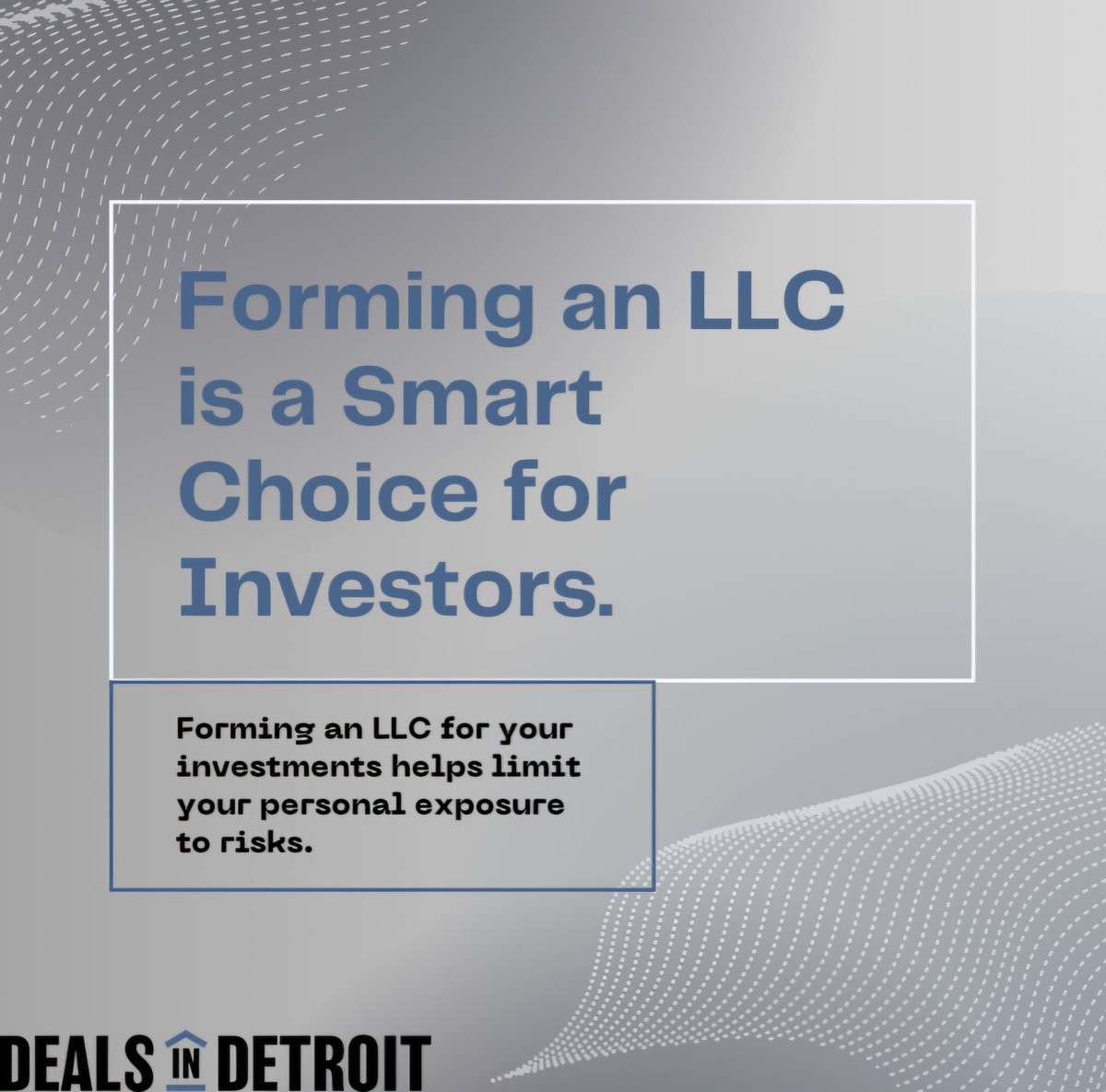 If you're an investor, protect yourself AND your investments by forming an LLC to limit your risk exposure 👊

#Detroit #metrodetroitrealestate #investmentpurchases #investmentproperty #buildwealth #buyersmarket #buydetroithouses #Detroitinvestment #detroitrealestate #investinyou