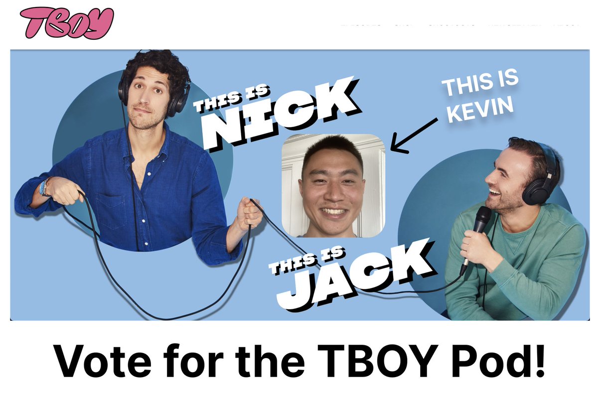 Kevin Huang (@kevinzhuang10) on Twitter photo My favorite podcast <a href="/tboypod/">The Best One Yet</a> is in the running for the best business podcast of the Webby Awards. It's basically the Oscars for internet media, at least according to <a href="/NickOfNewYork/">Nick Martell 🦩</a> and <a href="/jackkramer/">Jack Crivici-Kramer</a> ... My favorite podcast <a href="/tboypod/">The Best One Yet</a> is in the running for the best business podcast of the Webby Awards. It's basically the Oscars for internet media, at least according to <a href="/NickOfNewYork/">Nick Martell 🦩</a> and <a href="/jackkramer/">Jack Crivici-Kramer</a> ...