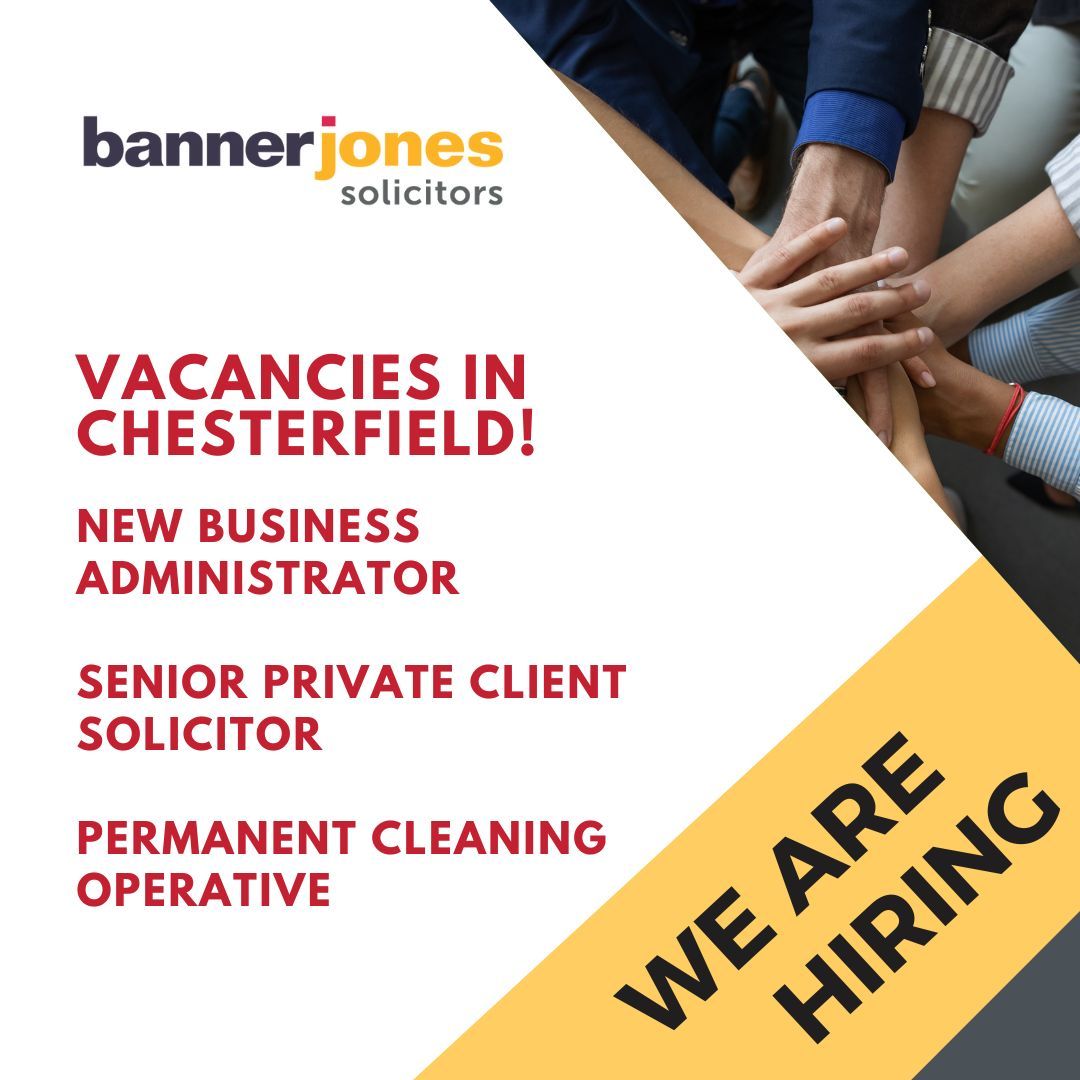 ⭐ Job vacancies in Chesterfield ⭐ We have various legal and non-legal vacancies at our offices in Chesterfield. Take a look at the full list here 👉 buff.ly/2Kk7j40 #derbyshirejobs #chesterfieldjobs #legaljobs #adminjobs #chesterfielduk #bannerjonessolicitors