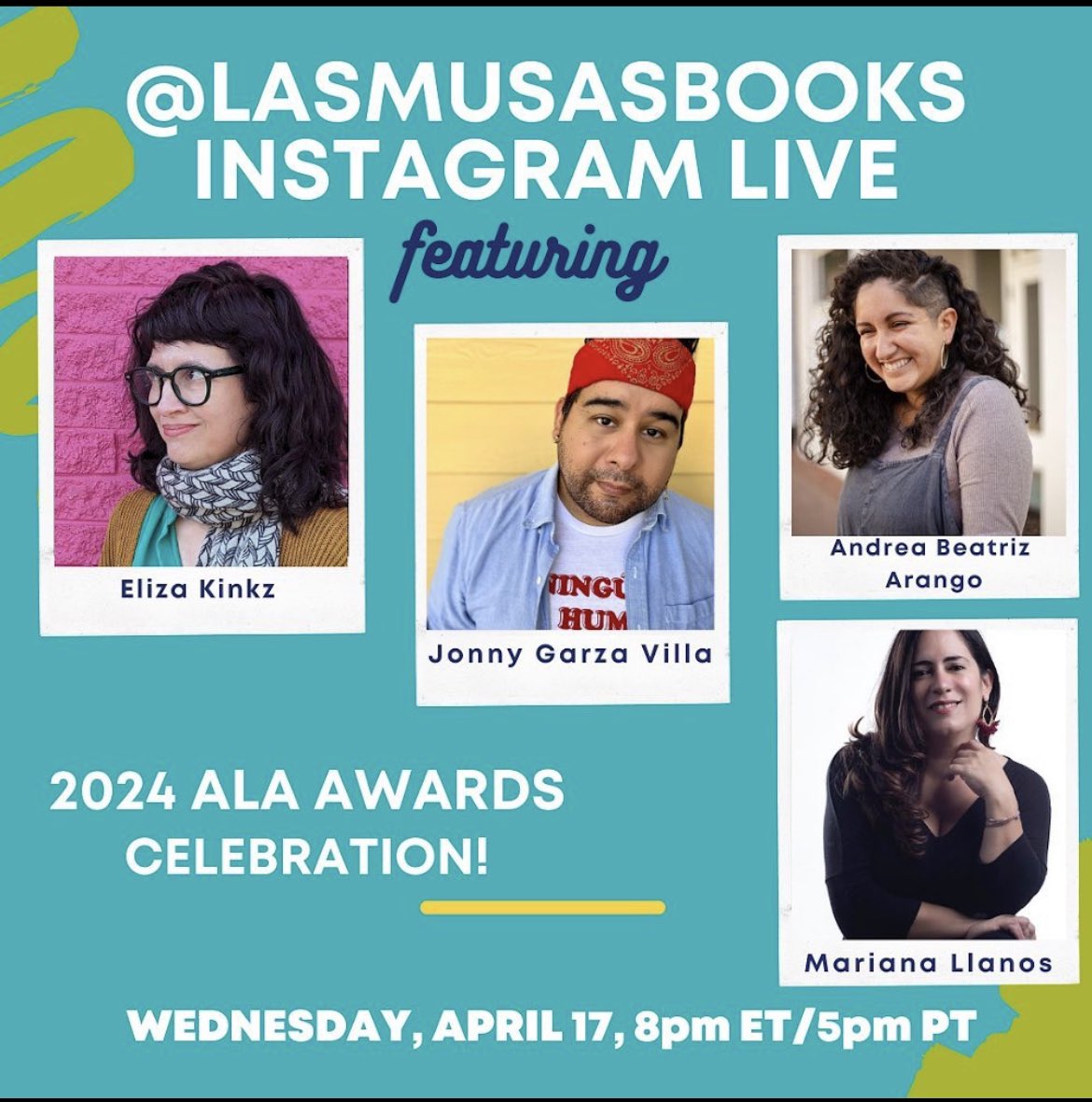 Tonight, head over to @LasMusasBooks IG Live! It will be a fun conversation with @JONNYescribe  @elizakinkz @andreabeatrizara Andrea Beatriz Arango ❤️📚🎉