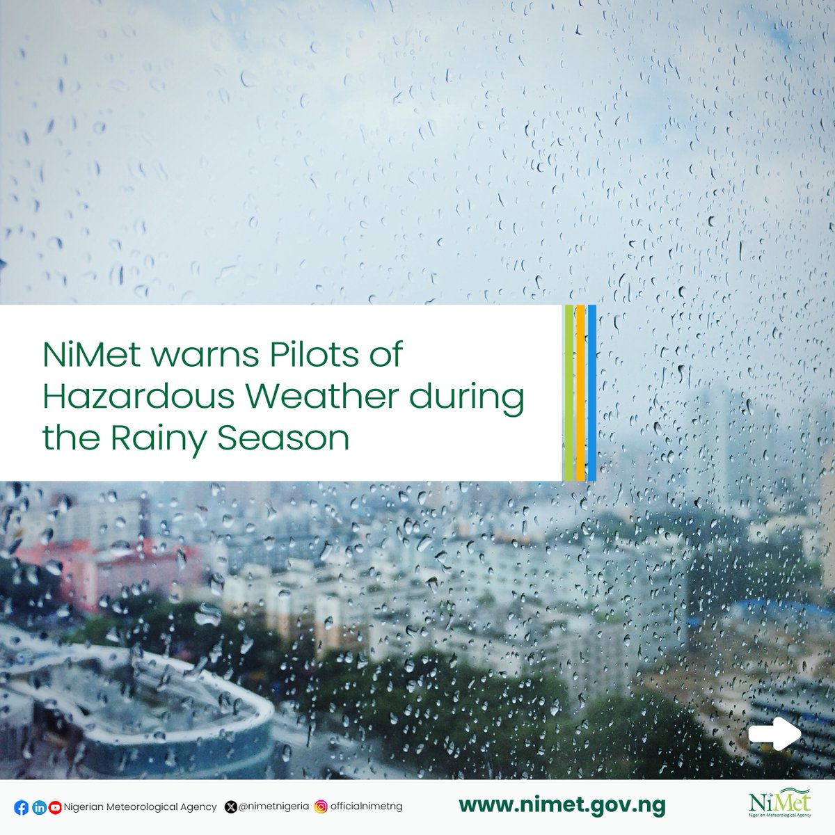 nimetnigeria's tweet photo. NiMet warns Pilots of Hazardous Weather during the Rainy Season
#rainyseason #nimet #thunderstorms #lightening #strongwinds #aviation https://t.co/g212E3DkHj