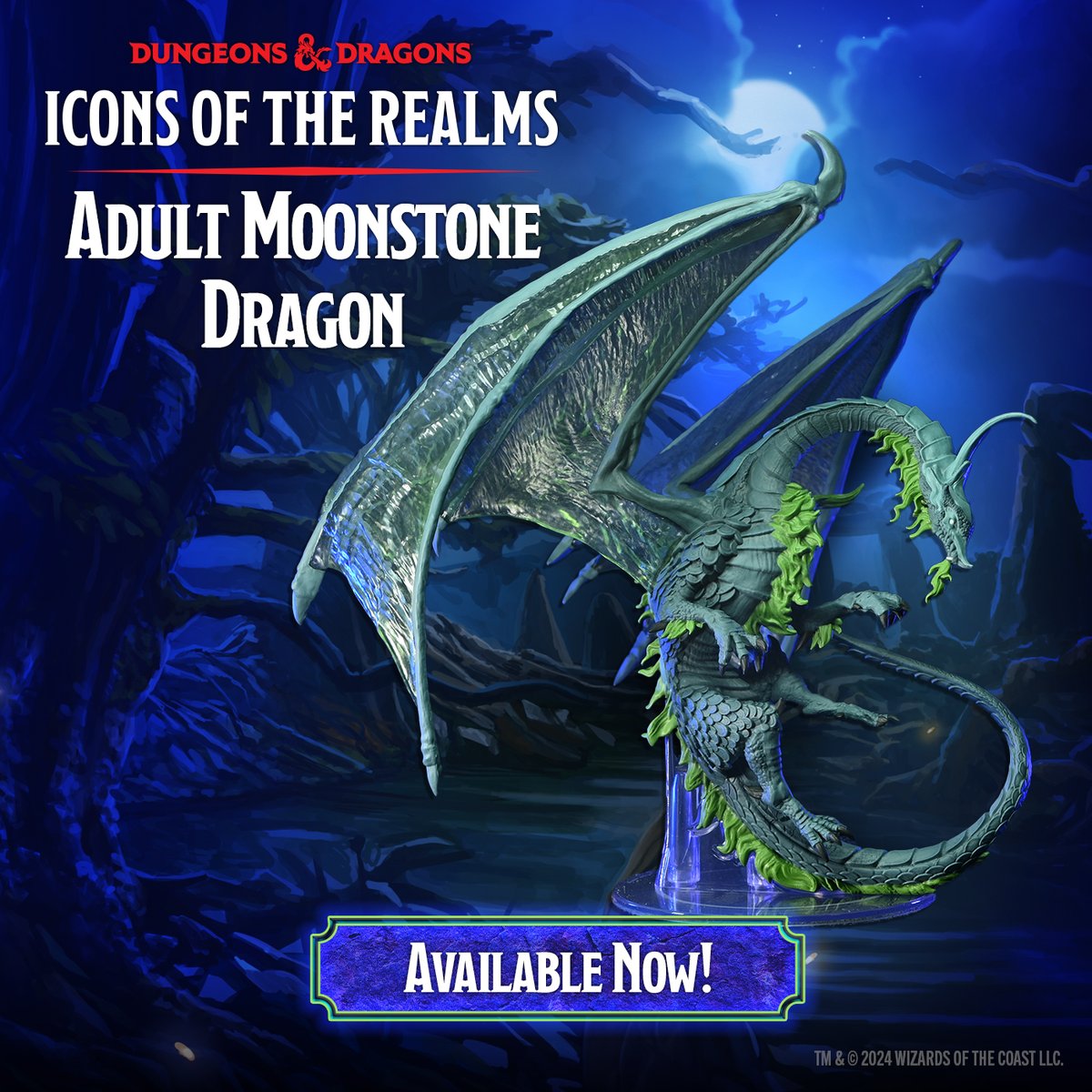 ✨Bring some otherworldly charm to your dragon collection with the Adult Moonstone Dragon!✨ Capture the Adult Moonstone Dragon now at your friendly local game store or wizkids.io/MoonstoneDragon!