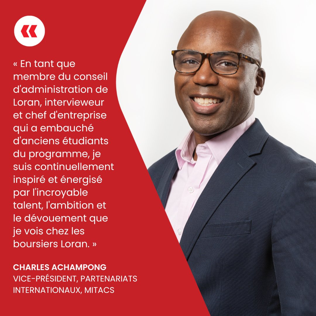 Rencontrez Charles Achampong, bénévole Loran, Vice-Président du Partenariats Internationaux chez Mitacs. À Loran, nous croyons que chaque semaine est la semaine d'appréciation des bénévoles. Merci à tous ceux pour leur générosité et leur service à Loran cette année.