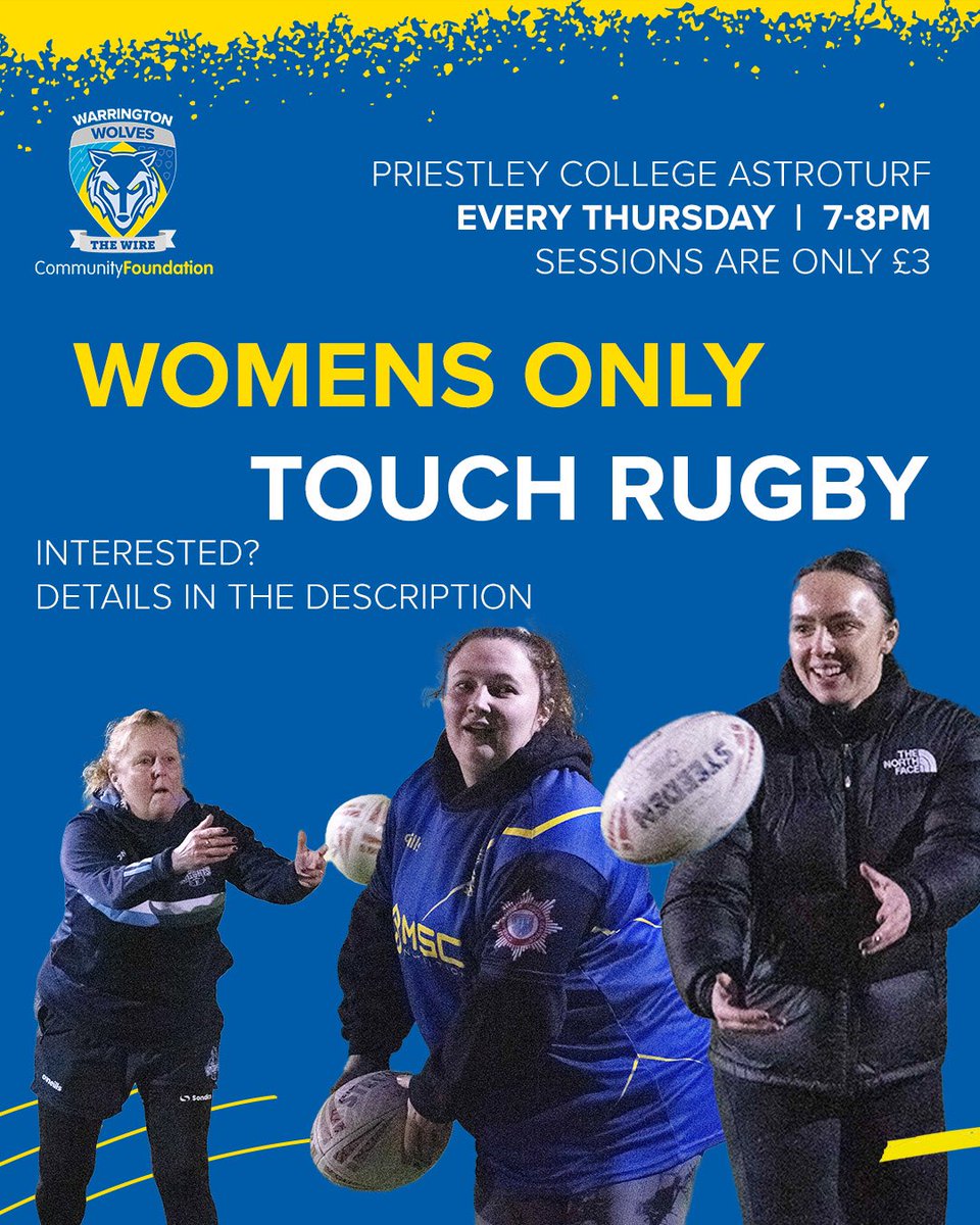 Women’s only Touch Rugby sessions take place every Thursday at 7pm down on the Priestley College Astroturf. We also have a communications group on Spond where you can stay up to date with everything regarding the sessions. spond.com/landing/group/…