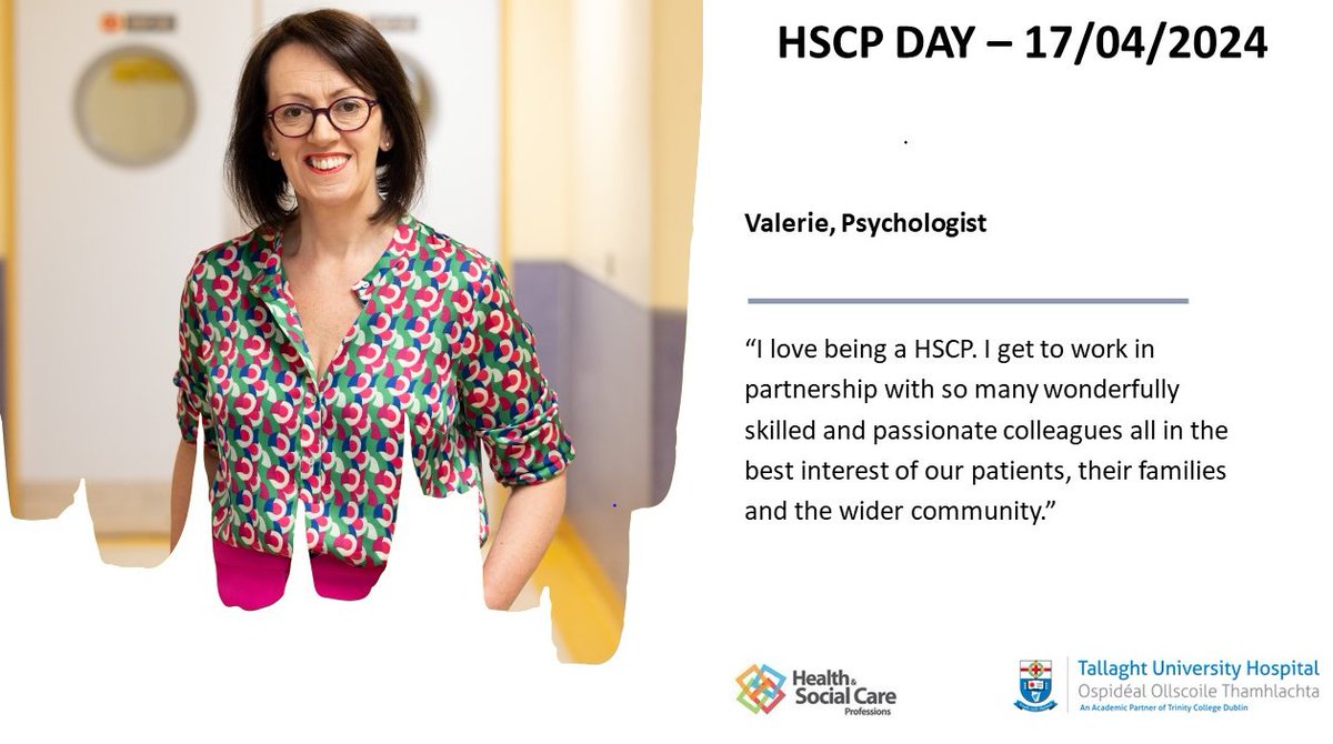 It is Health and Social Care Professionals Day!

#HSCPDay2024, #strongertogether, #HSCPDeliver, #WorkingInPartnership
 
@WeHSCPs, @DMHospitalGroup, @ValTwomey