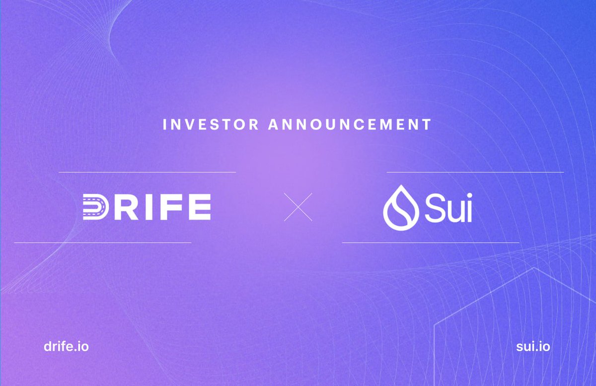 SUI Investor Announcement 💧🤝 We're delighted to announce @SuiNetwork as one of our leading investors. This marks a significant milestone for $DRF and the entire Drife ecosystem, especially following our recent transition to $SUI as our new Layer 1 Blockchain. We've also had…