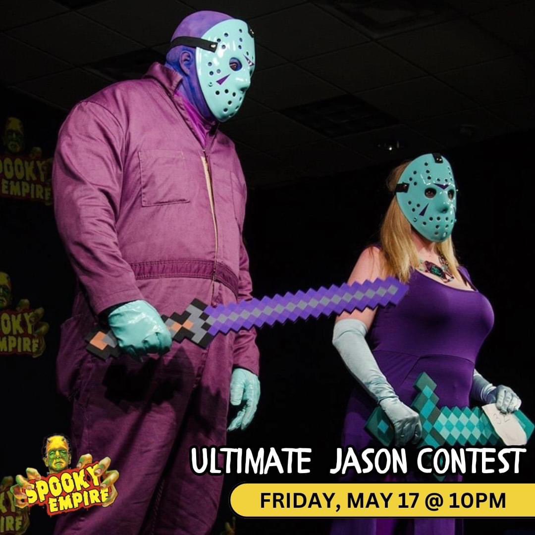 It's time to prep for the Jason Voorhees Costume Contest at Gatorville! 

Let's see who has the Ultimate Jason Costume! One Jason will go home a winner with a pair of VIP Passes for the next Spooky Empire Event!
Contest takes place Friday, May 17th @ 10pm, Gatorville Poolside.