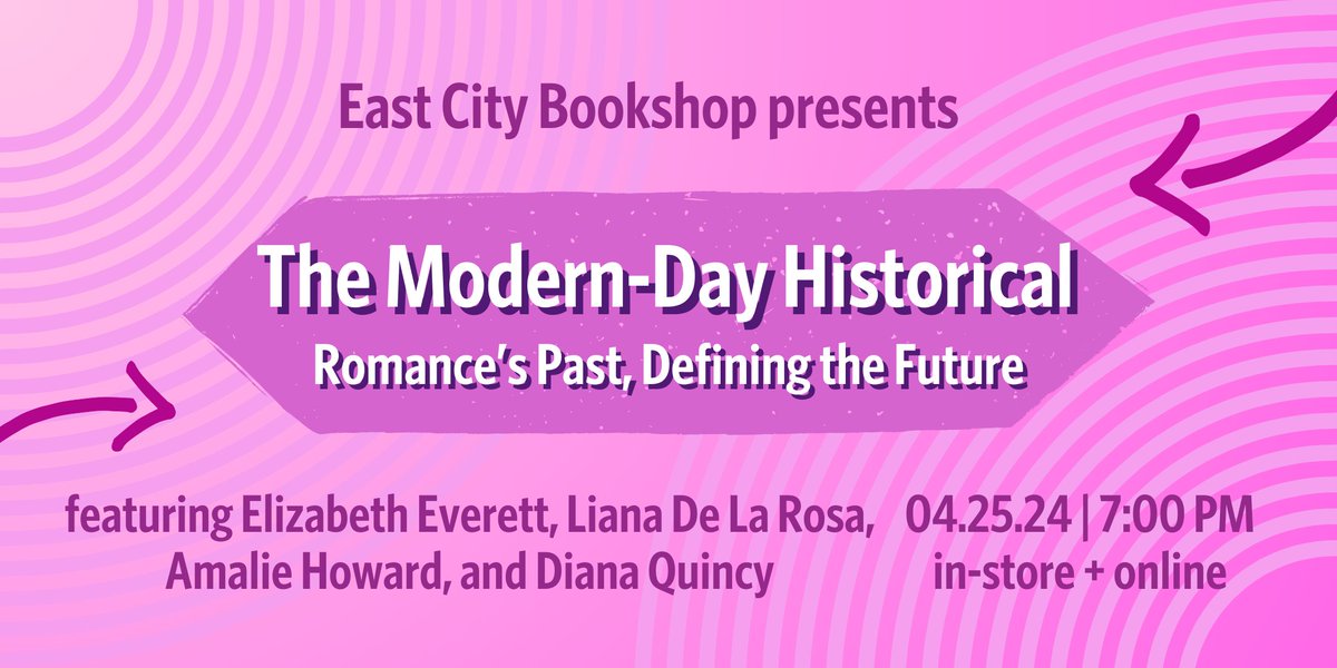 DC area friends/ApollyCon bound friends: I'll be joining a group of superstar historical romance authors at East City Bookshop on Thursday, April 25th at 7:00 PM for a Modern-Day Historical Romance panel. If you're in the area, I hope you can join us! tinyurl.com/8pypj9jh