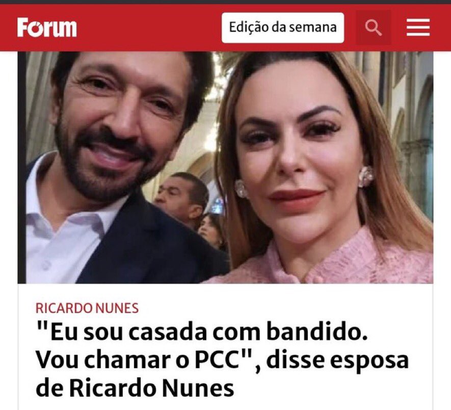 🚨 ALÔ SÃO PAULO BOLSONARISTAS COM PCC Entretanto, uma frase dita por Carnovale no relato de Andrea Nunes chama a atenção. 'Eu sou casada com bandido. Você não sabe quem eu sou. Vou chamar o PCC e você está morto', disse a atual primeira-dama.