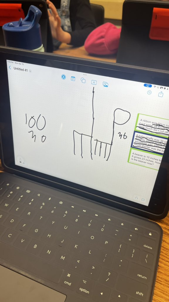 We love using the FREEFORM📱✏️app to show our work!! 

I send them a 📲photo via airdrop and they can upload it into FreeForm!! 

They’ll screenshot 📸their work and upload into seesaw for a grade ✅🤩

@RISDmath @RISDiTeam @MSTMAGNET #RISDAIM